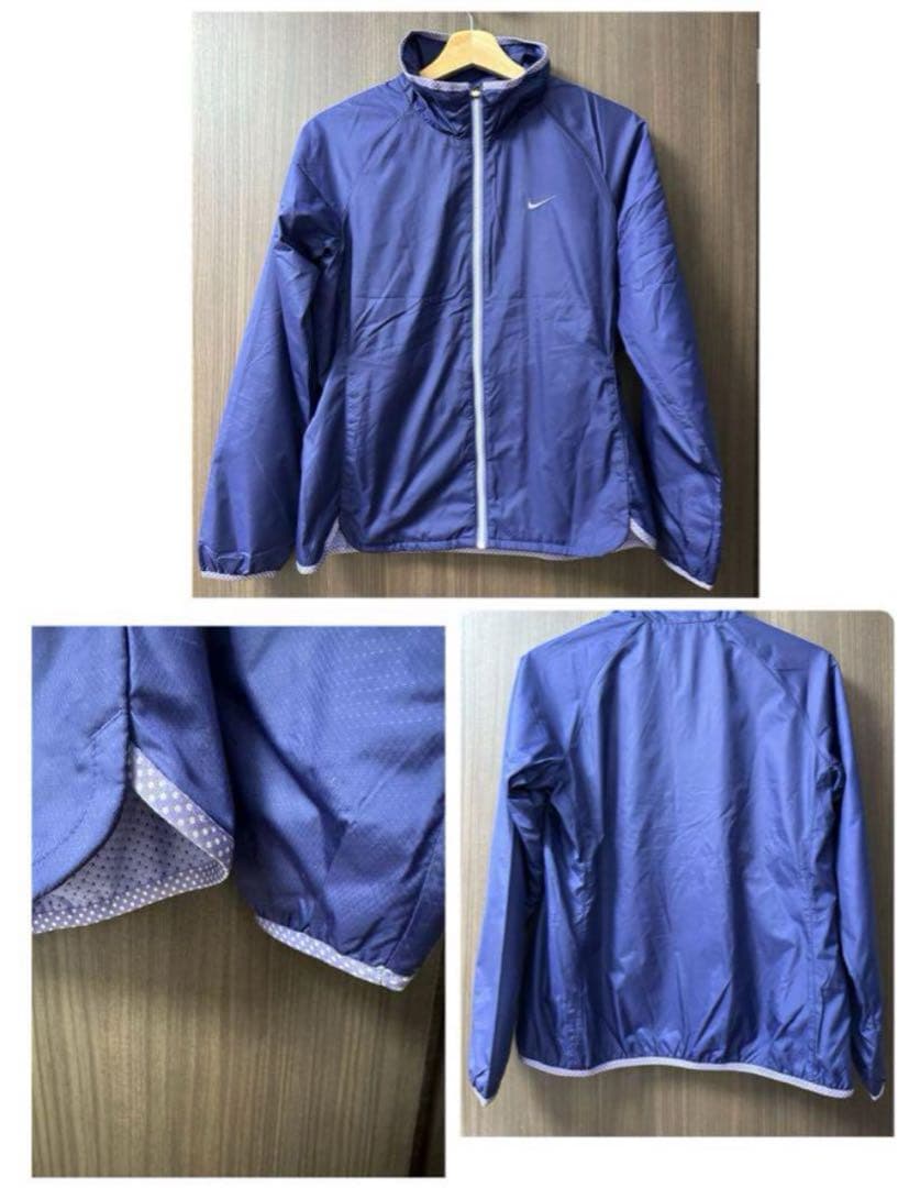 【美品】NIKE ナイキ　裏地有　ウインドブレーカー　上下　Ｍ　パープル　グレー