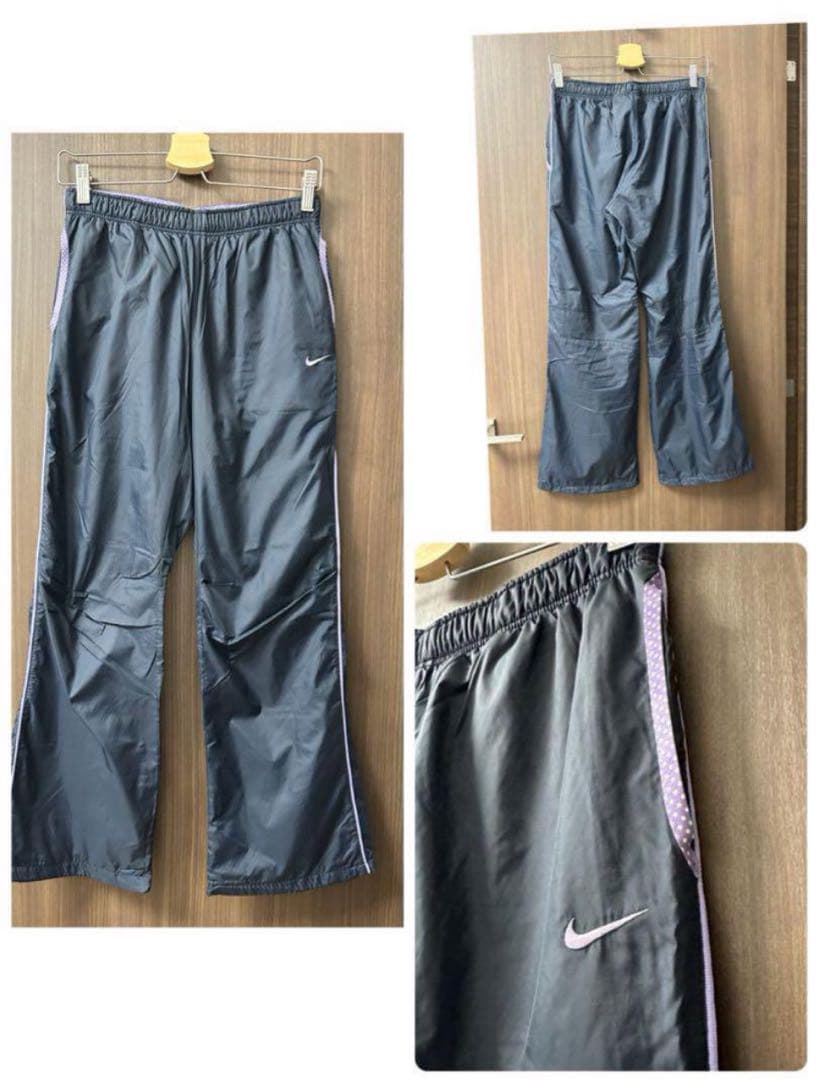 【美品】NIKE ナイキ　裏地有　ウインドブレーカー　上下　Ｍ　パープル　グレー