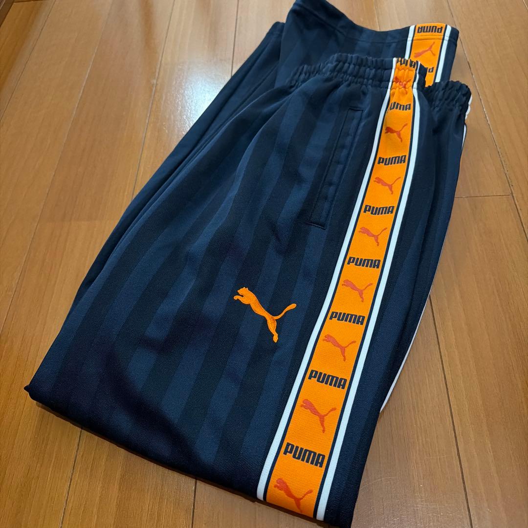 PUMA ストライプパンツ　ネイビー×オレンジ　パンツ