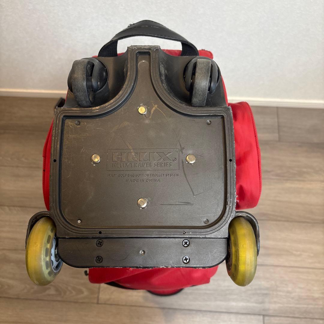 【USED】HELIX キャディバッグ レッド キャスター付き ゴルフバッグ