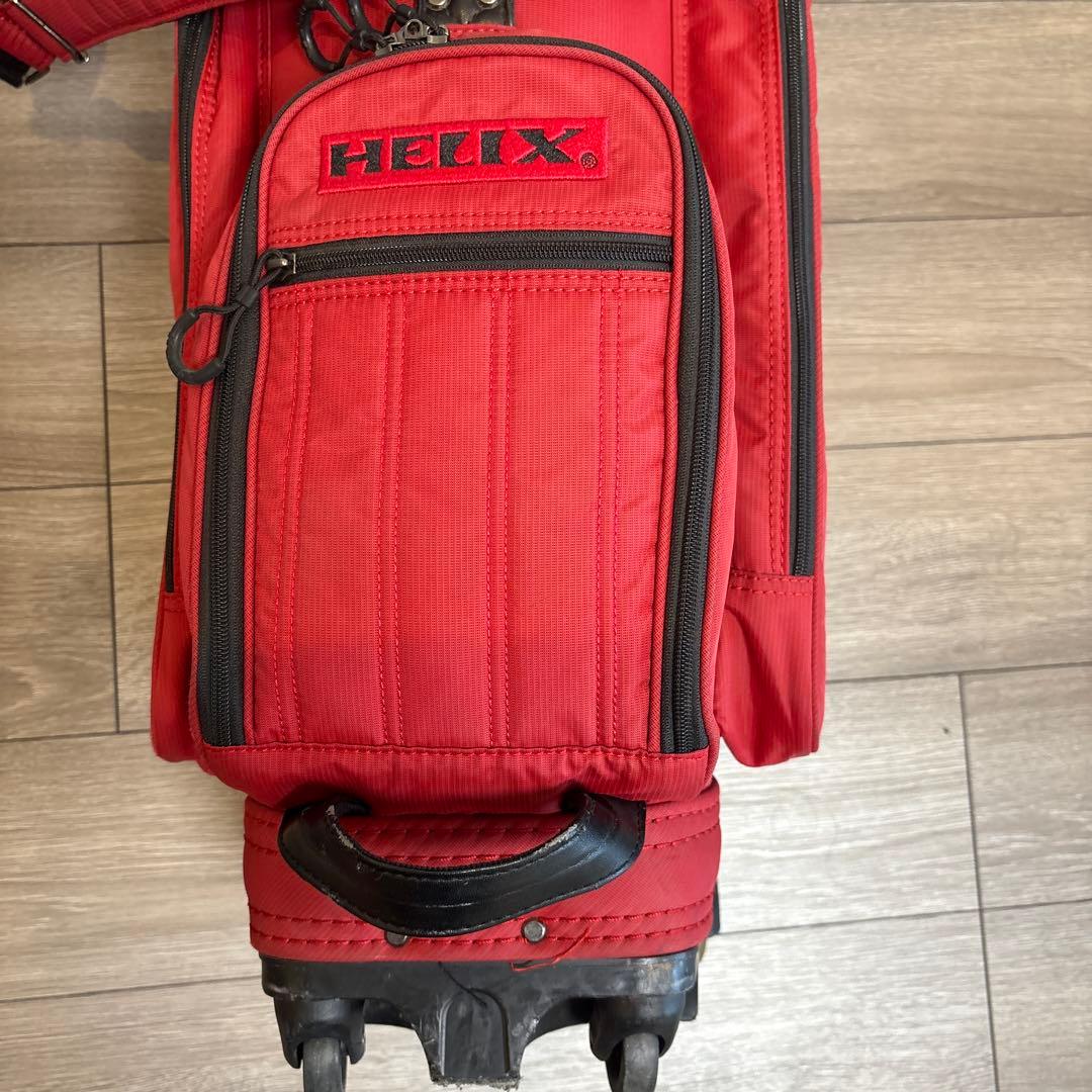 【USED】HELIX キャディバッグ レッド キャスター付き ゴルフバッグ