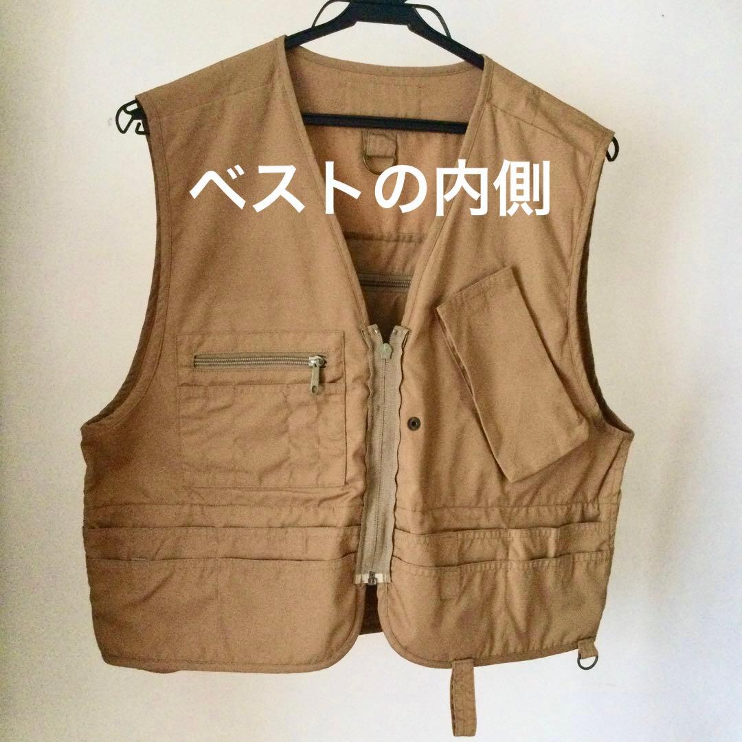 LL Bean フィッシングベスト(M)　毛針柄ワッペン付き