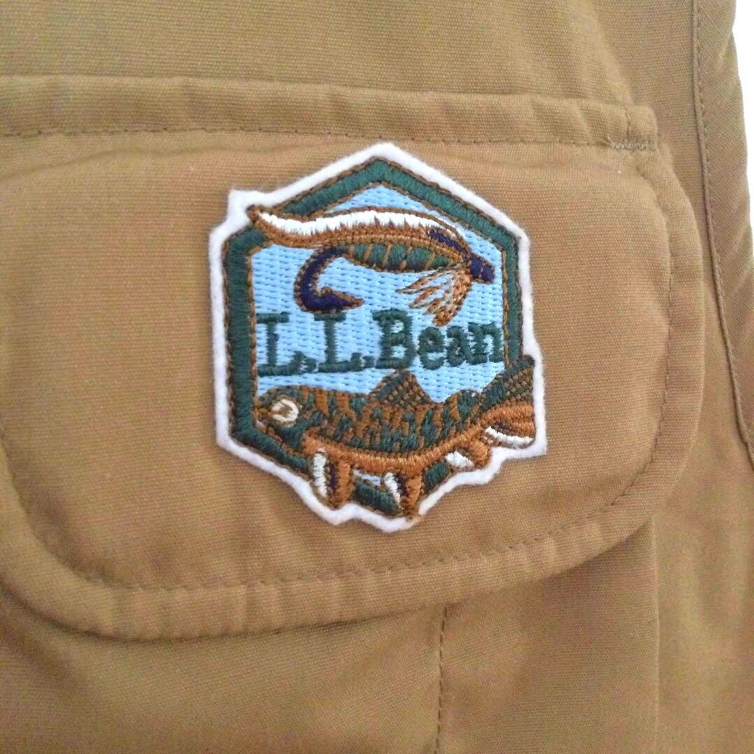 LL Bean フィッシングベスト(M)　毛針柄ワッペン付き