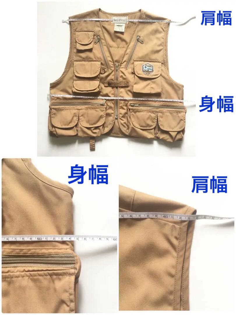 LL Bean フィッシングベスト(M)　毛針柄ワッペン付き
