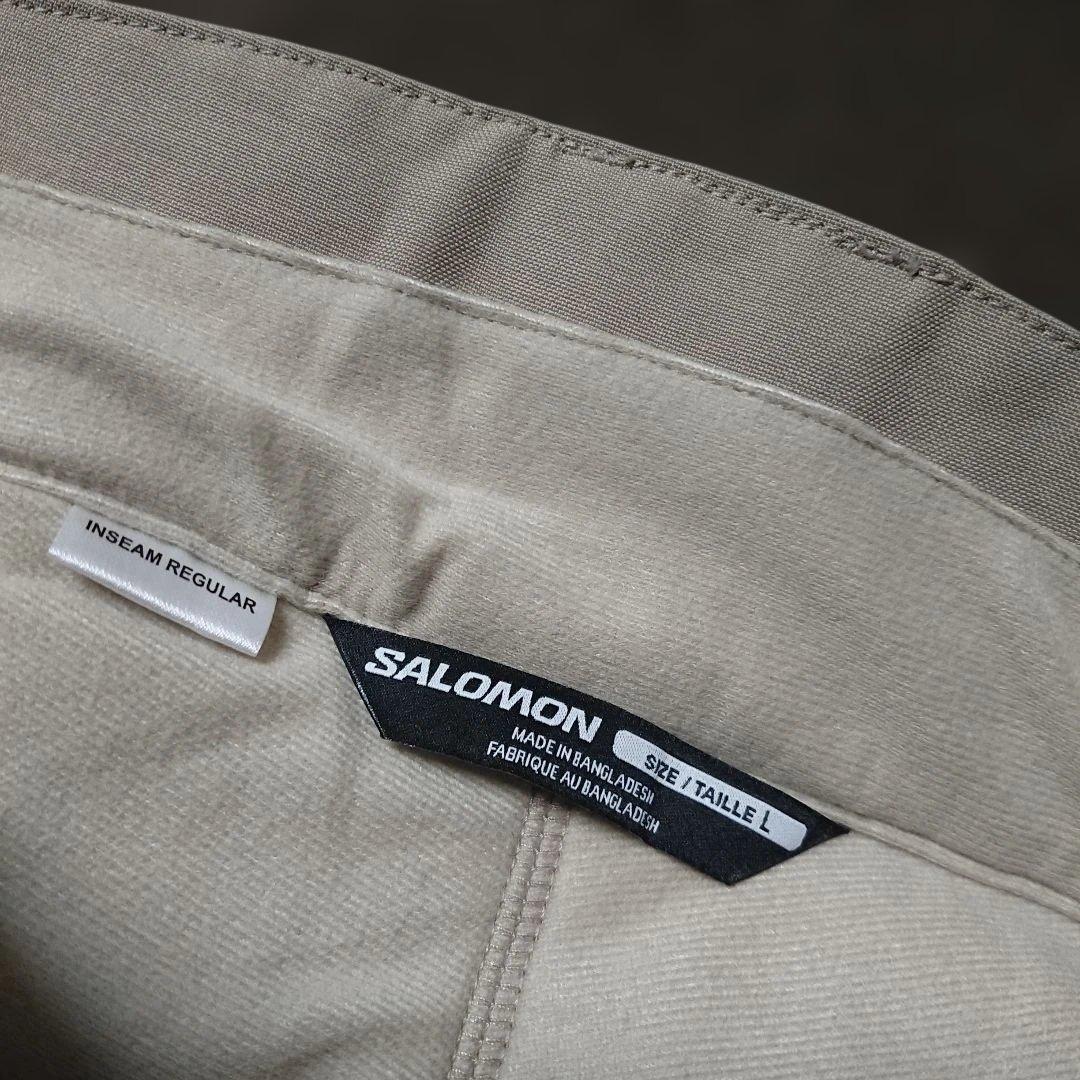 送料無料【SALOMON】ベージュ無地スキーパンツ L