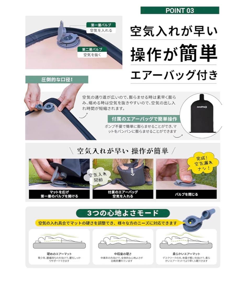 KingCamp 高反発スリーピングマット 200x75cm