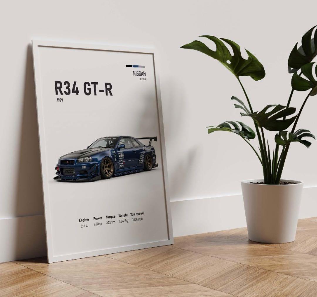日産スカイラインR34 GT-R アートポスター A2版