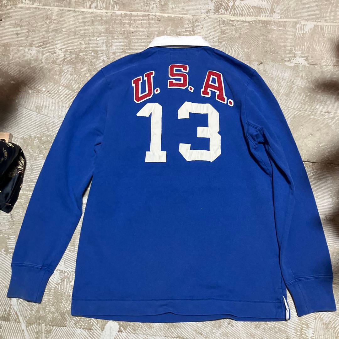 00s Ralph Lauren Rugby ラガーシャツ L 青
