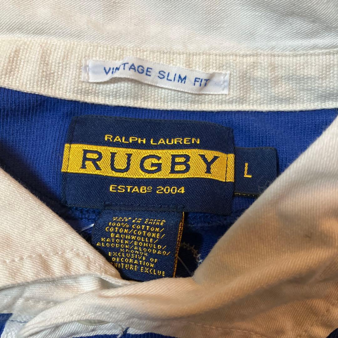 00s Ralph Lauren Rugby ラガーシャツ L 青