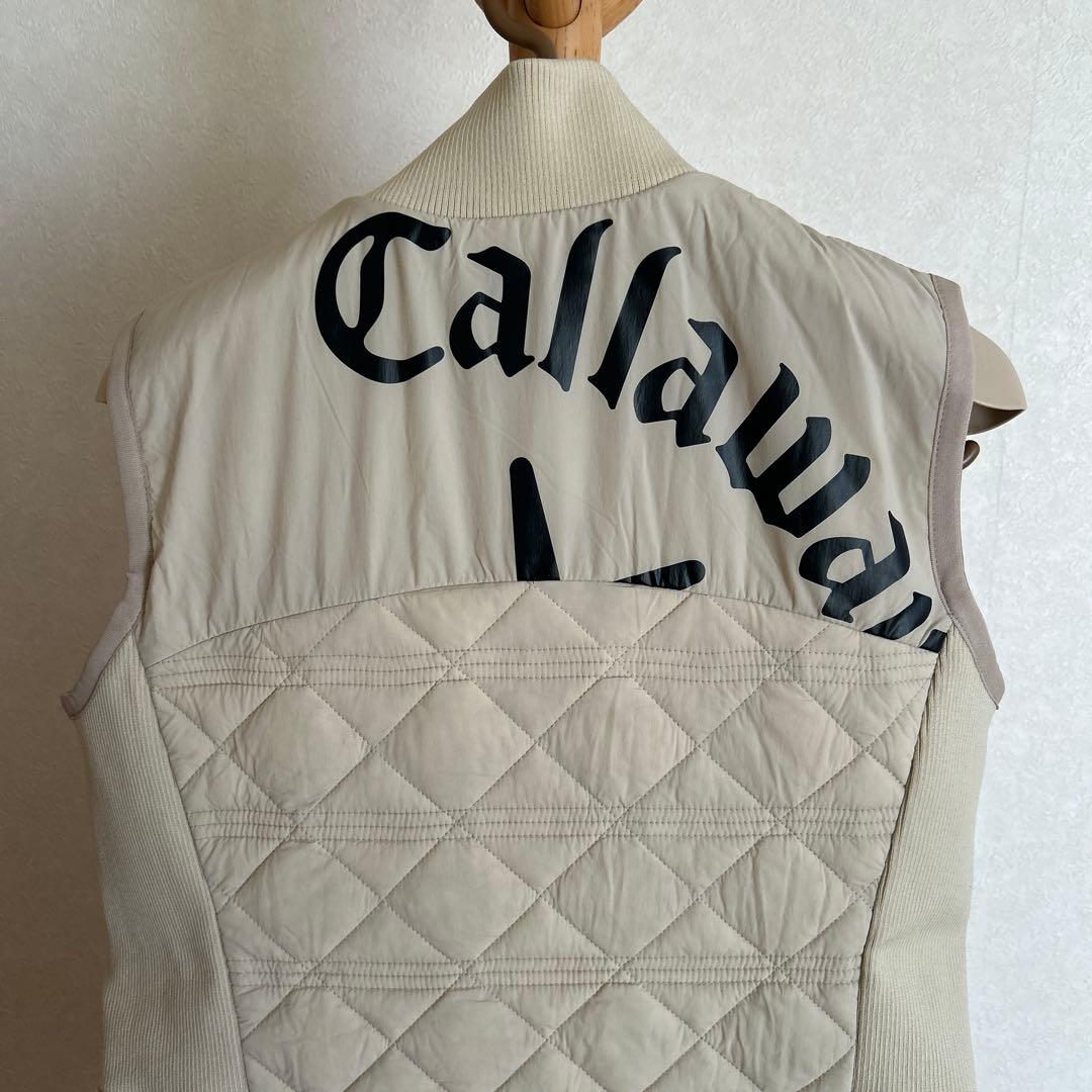 新品未使用Callaway ベージュ キルティングロングベストM 手洗い可