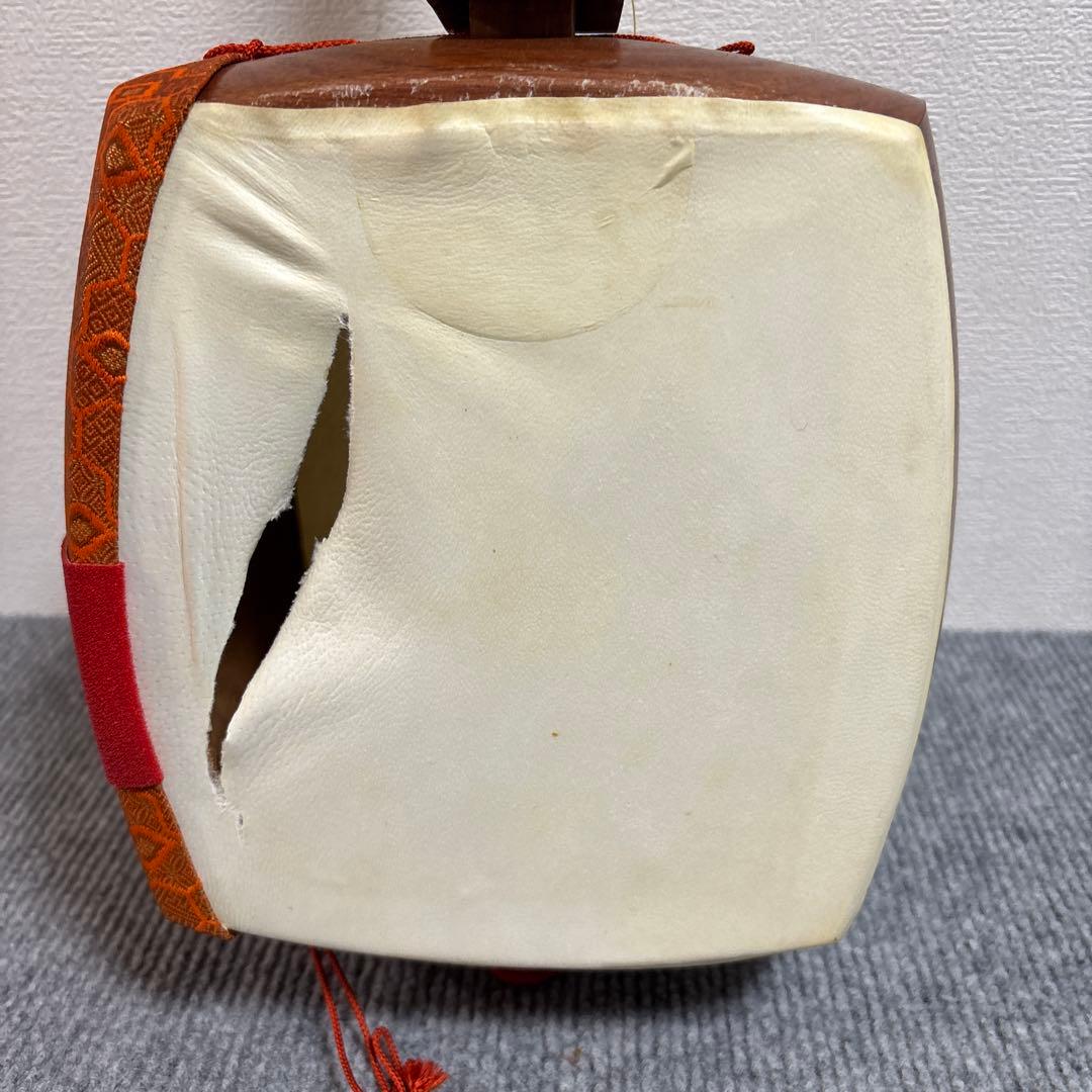 三味線 中棹 丸打胴 皮破れあり 要張替え 和楽器