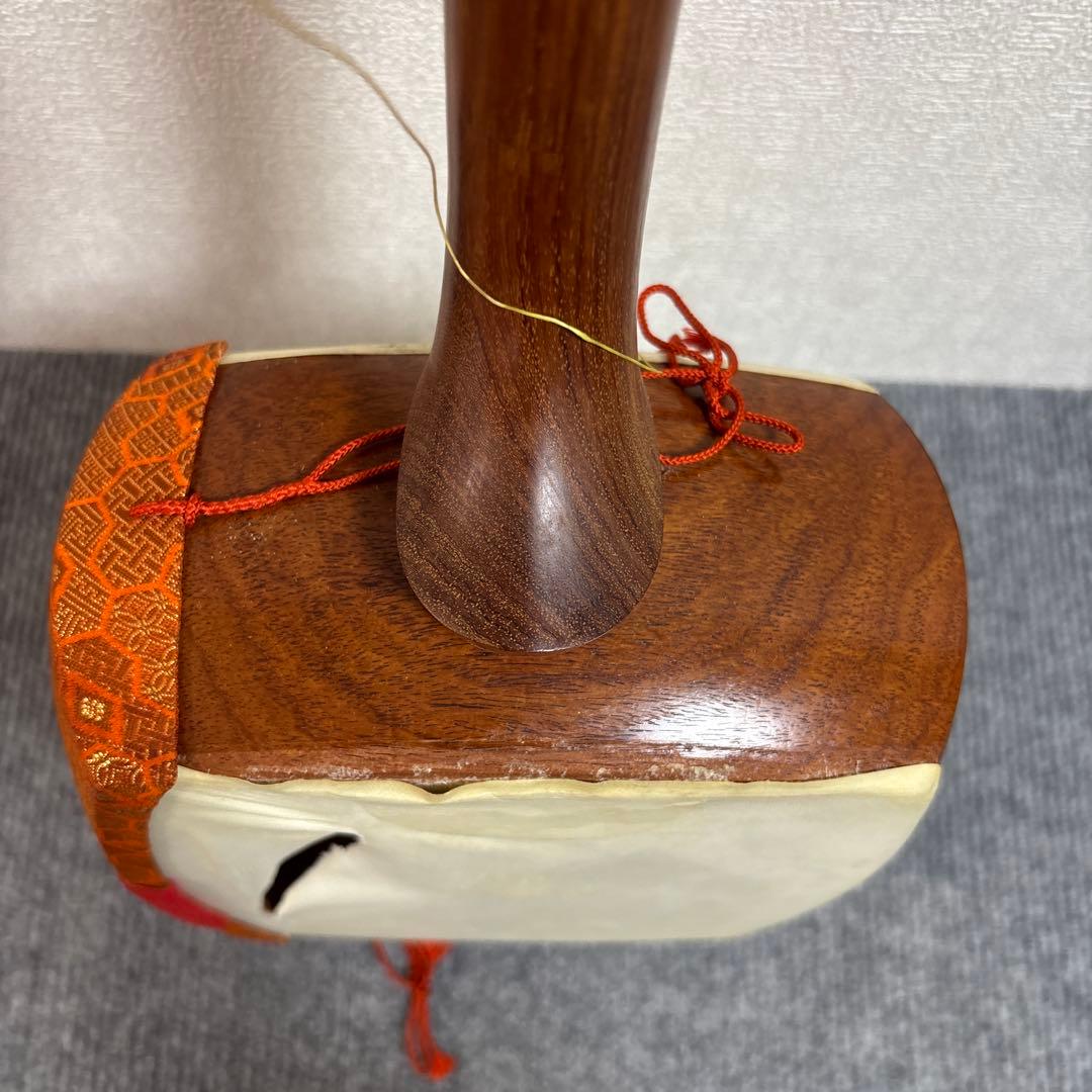 三味線 中棹 丸打胴 皮破れあり 要張替え 和楽器