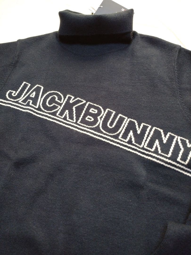 ネイビー 5サイズL ジャガードセーター ジャックバニー ゴルフウェアメンズ