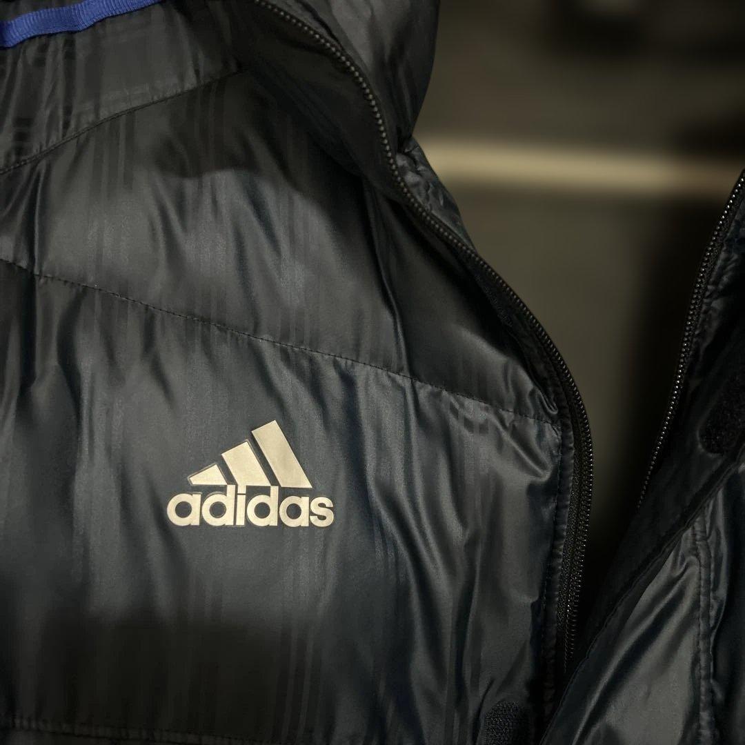 adidas フード付き メンズダウンコート ネイビーLL
