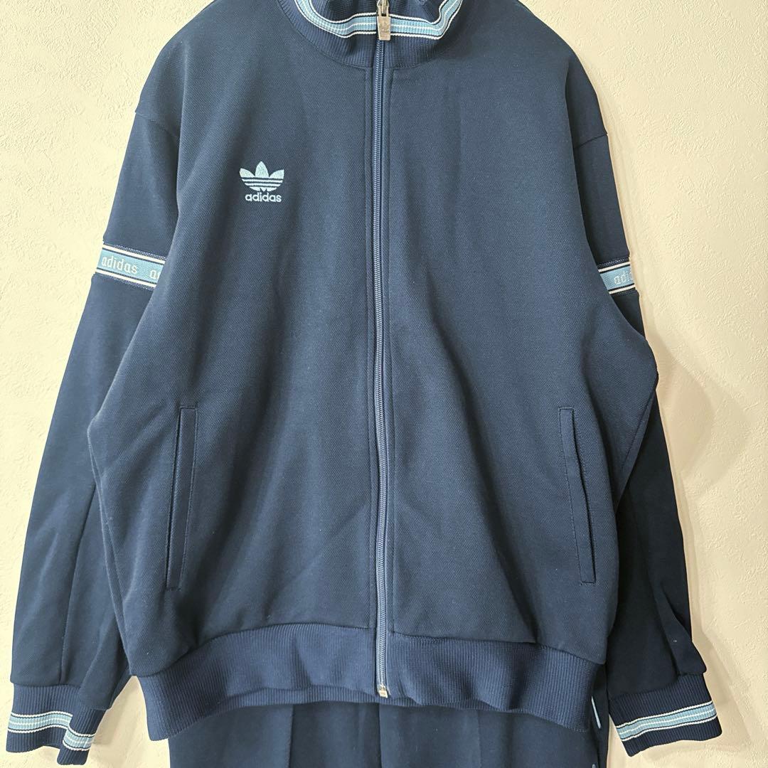 adidas アディダス 80s デサント製 ヴィンテージ ネイビー　ジャージ