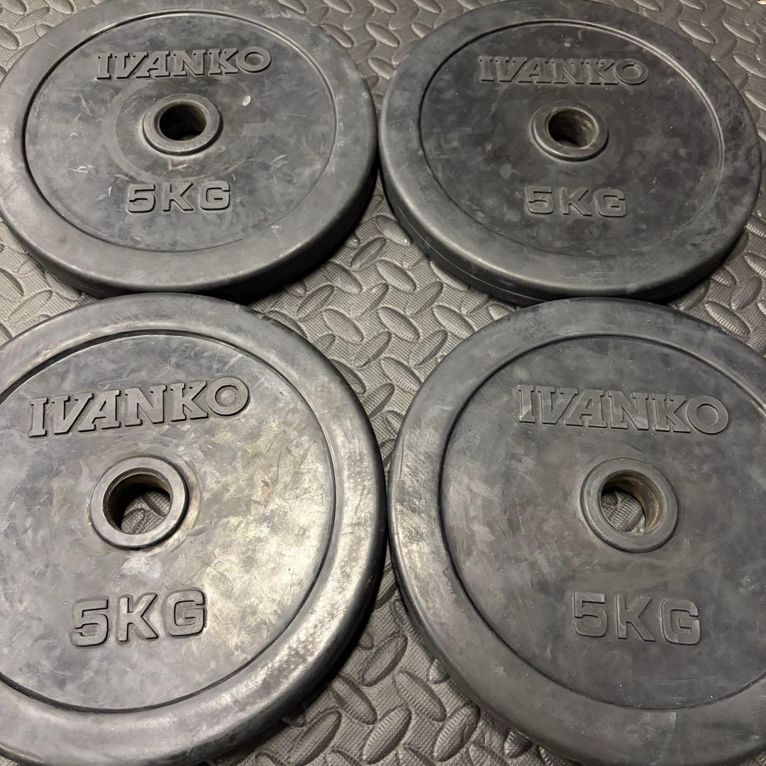 ivanko ラバープレート　5kg×4枚　穴径29ミリ　ホームジム　ダンベル