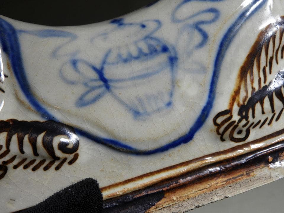 ●時代物 猫枕 猫陶枕 陶器製 陶枕 陶磁器 磁州窯 魔除け 中国古玩 猫雑貨
