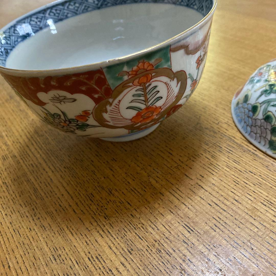 蓋つき椀 花柄 鳥モチーフ