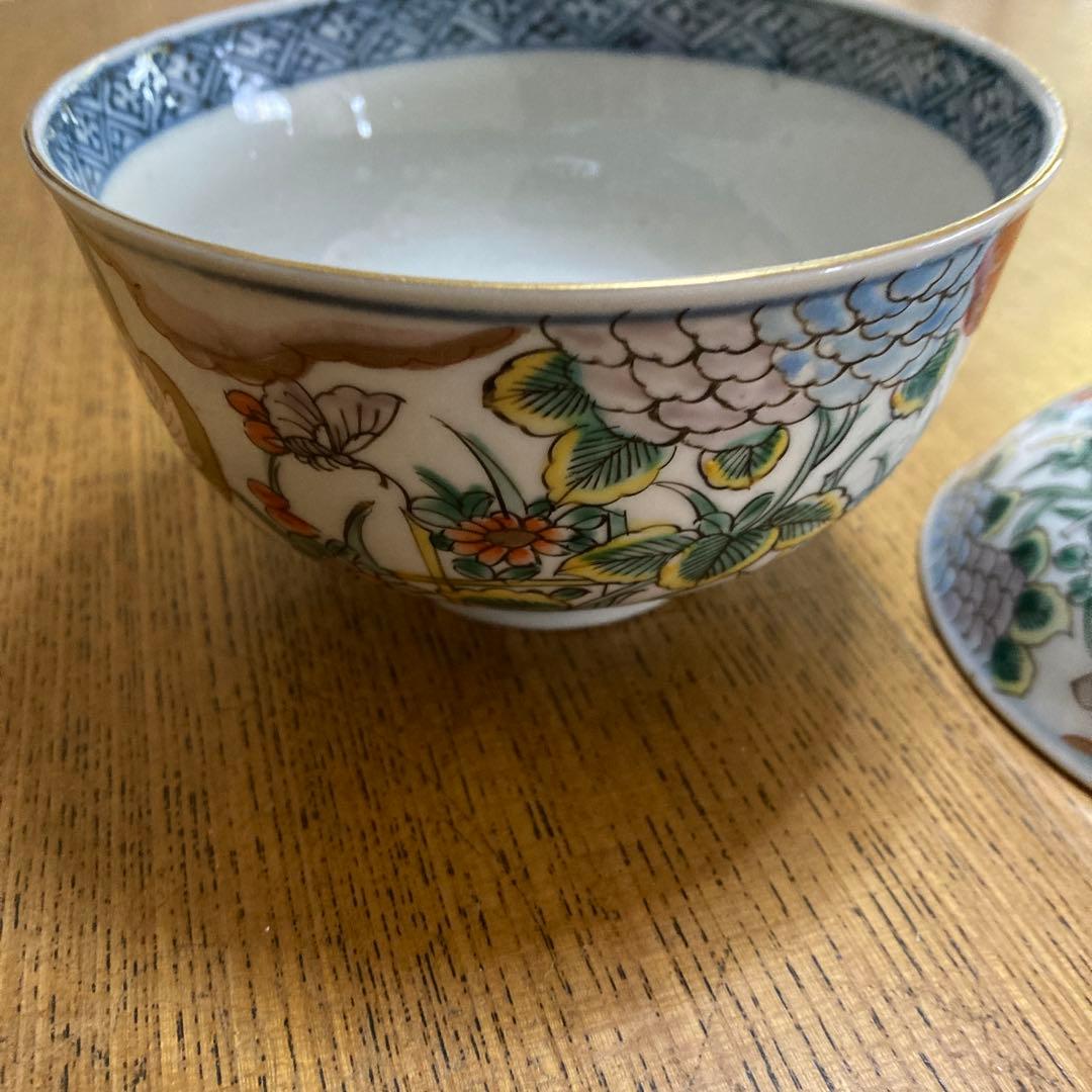 蓋つき椀 花柄 鳥モチーフ