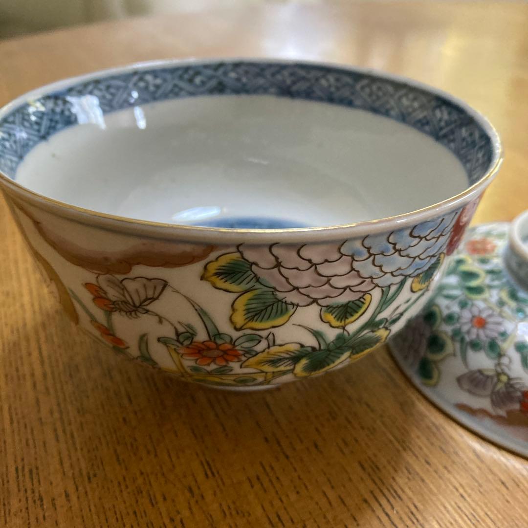 蓋つき椀 花柄 鳥モチーフ