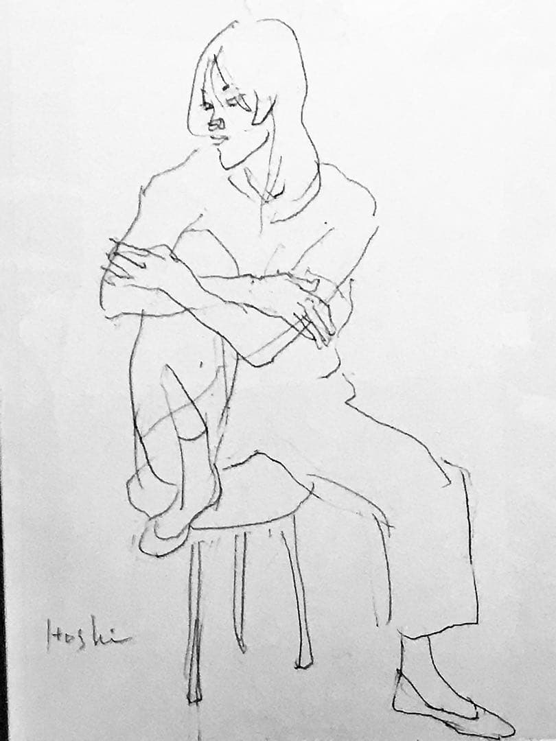 星信郎　肉筆画　デッサン作品　額なし