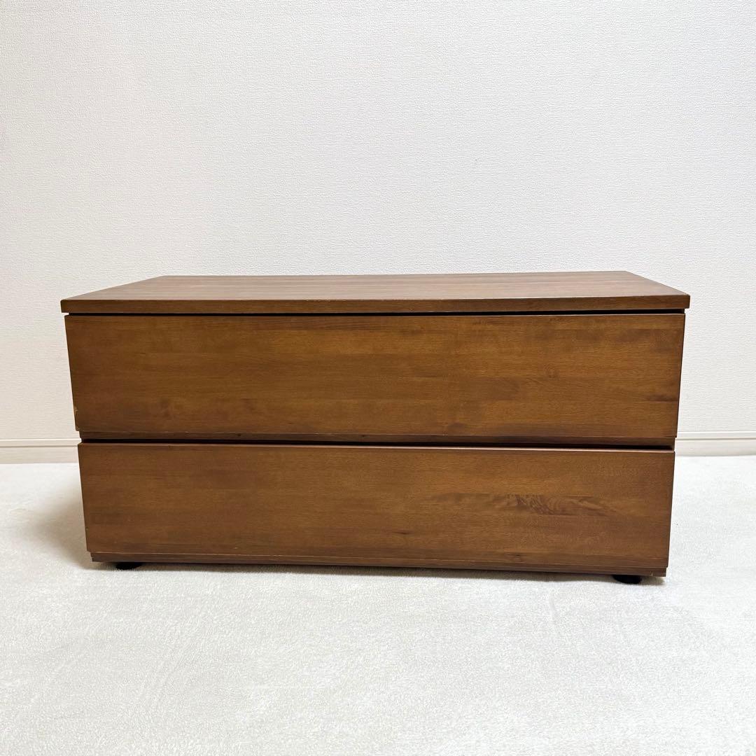 【廃盤品】無印良品　無垢　バーチ材 チェスト 2段 木製　ブラウン　北欧