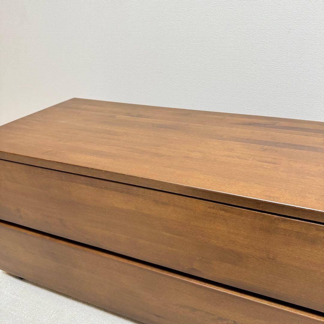 【廃盤品】無印良品　無垢　バーチ材 チェスト 2段 木製　ブラウン　北欧