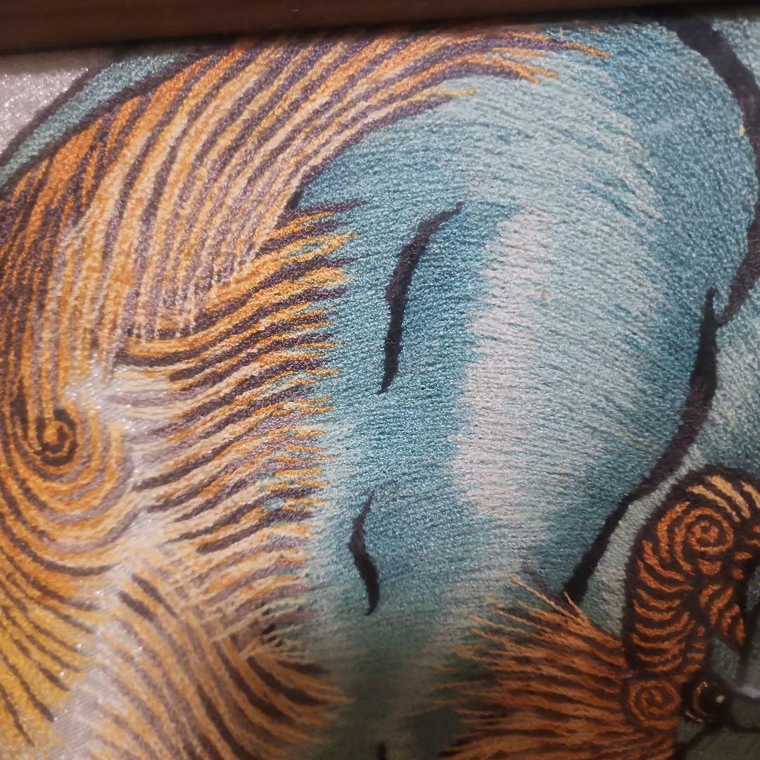 獅子と花の刺繍作品　モリ文化刺繍専門店