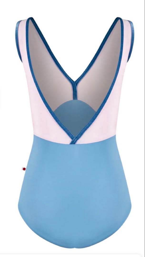 【YUMIKO】《美品》ピンク×ブルーのVネックレオタード