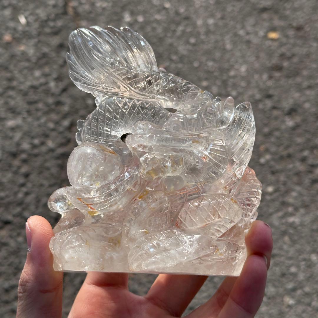 天然石水晶の龍　置物　ご購入前に在庫確認必要G.218