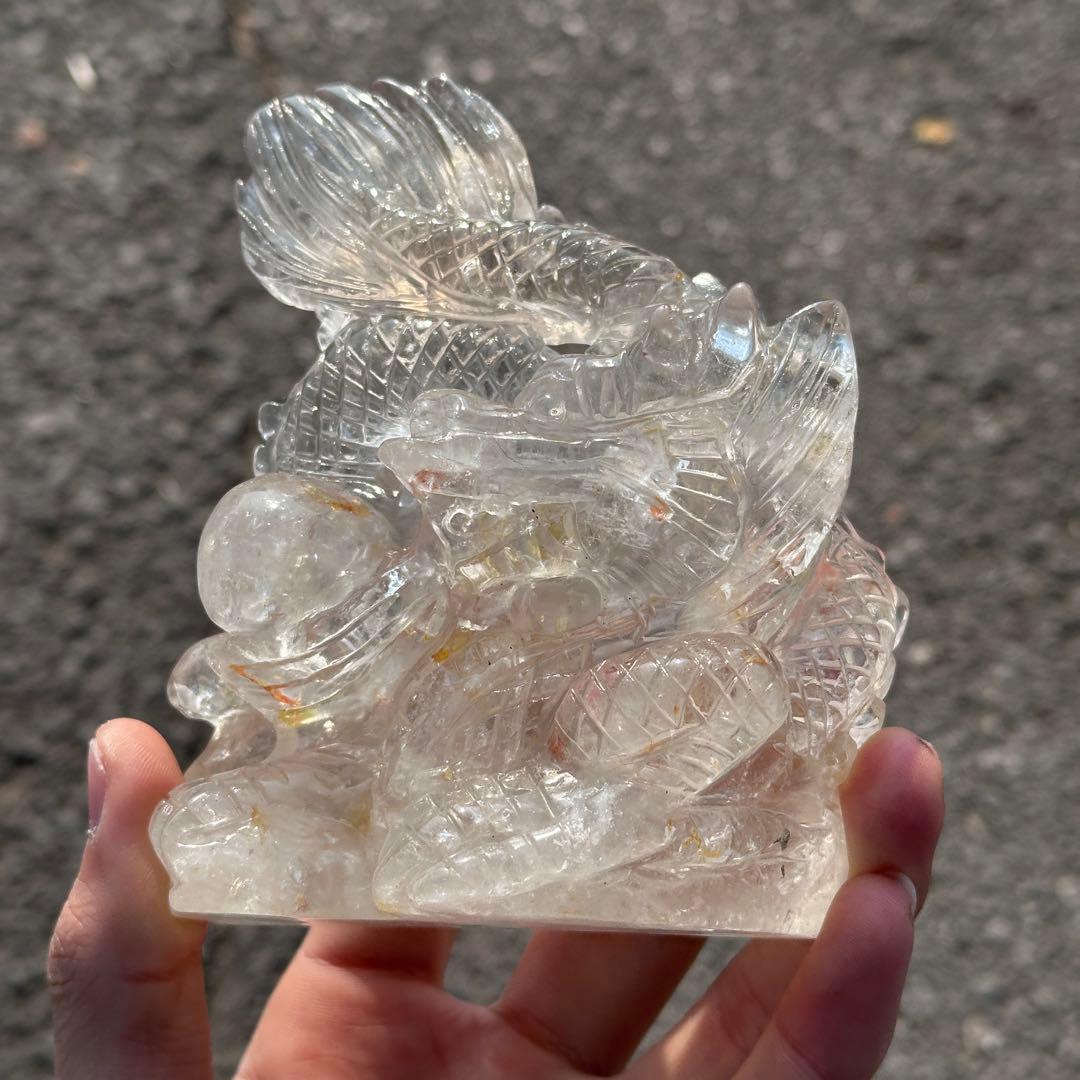 天然石水晶の龍　置物　ご購入前に在庫確認必要G.218