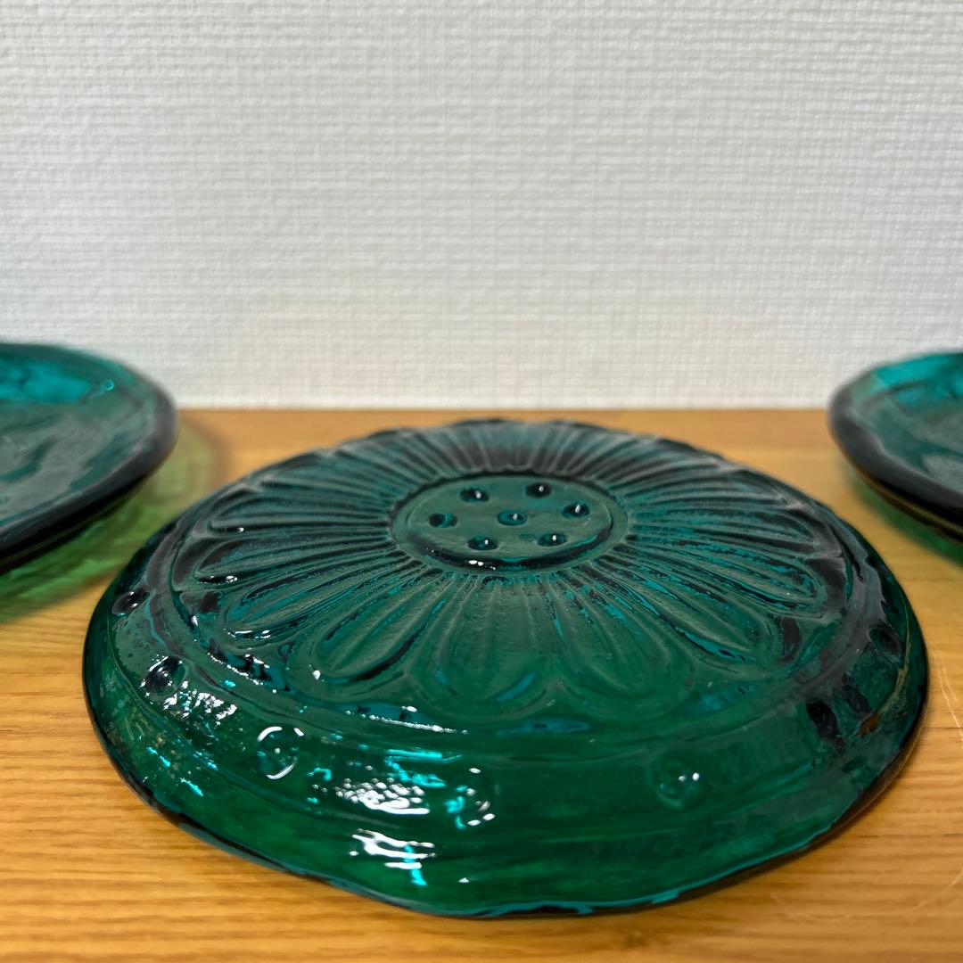 河上恭一郎　ガラス皿　蓮華文　5枚セット　作家物
