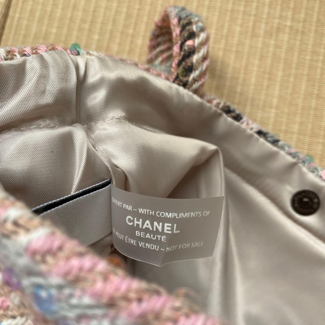 【未使用】シャネルノベルティ ツイード トートバッグ スパンコール　ピンク
