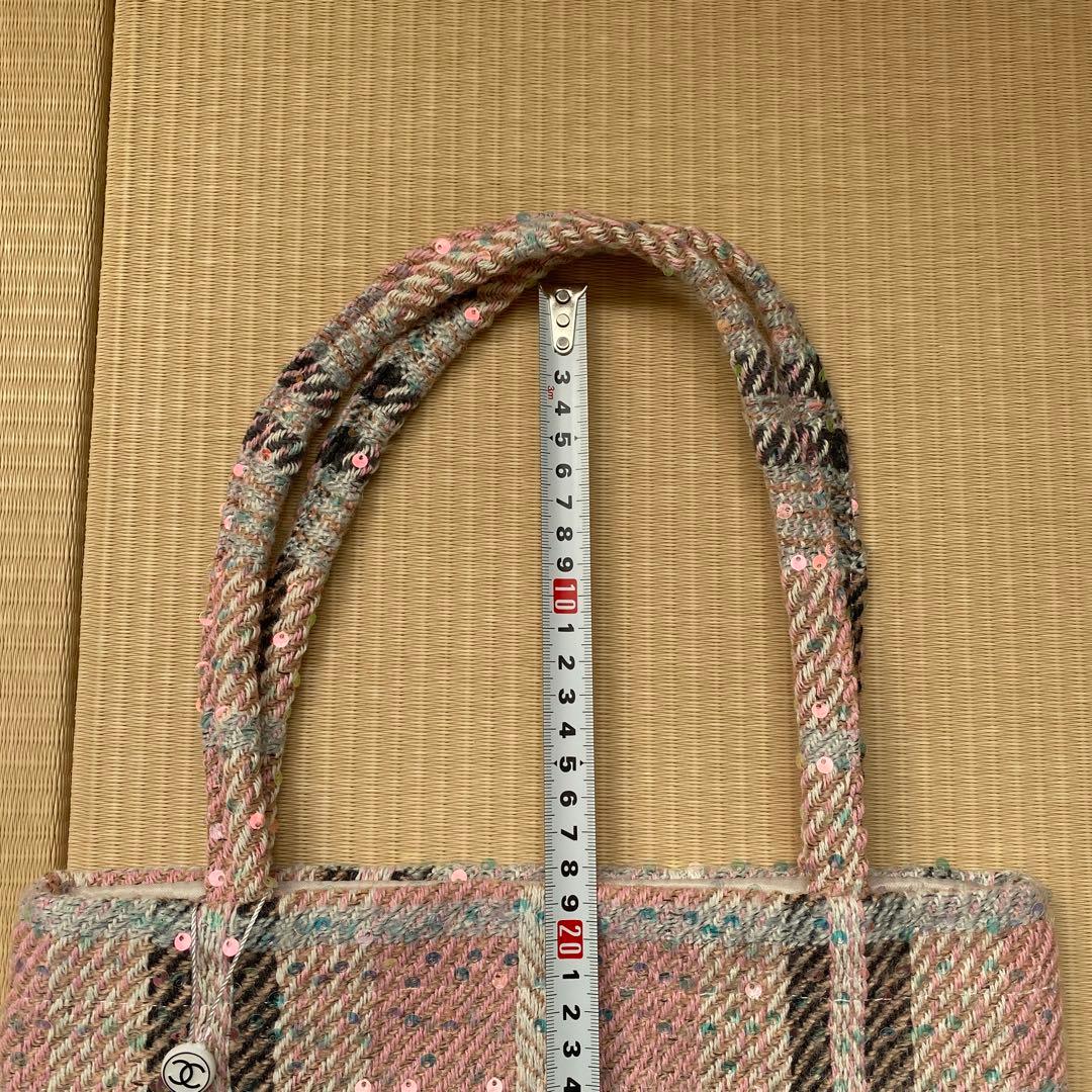 【未使用】シャネルノベルティ ツイード トートバッグ スパンコール　ピンク