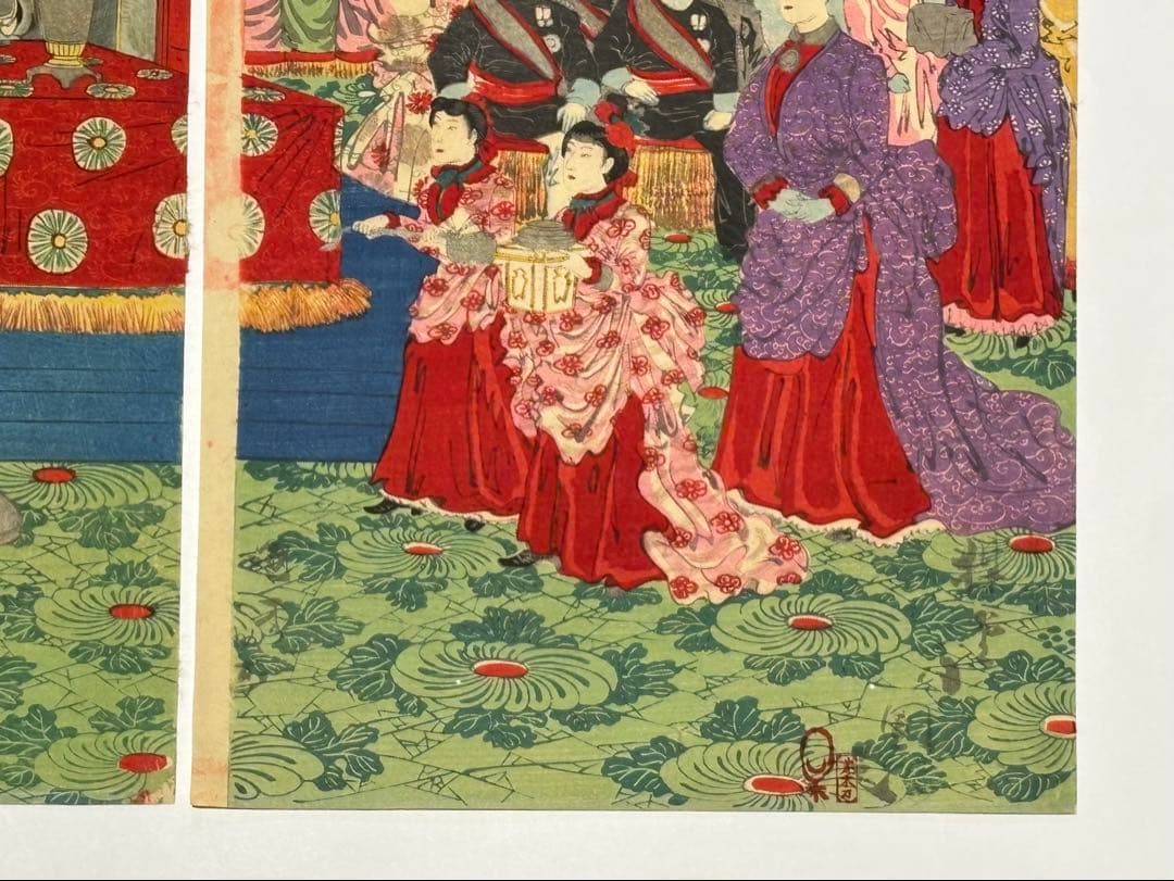 「五五大典 銀婚御式之図」小国政 明治27年刊 3枚続|浮世絵 錦絵 明治時代