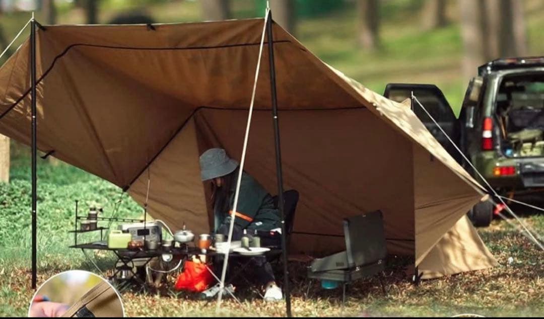 スクエアタープ GOGlamping ポリコットン　サイズ約290×290cm