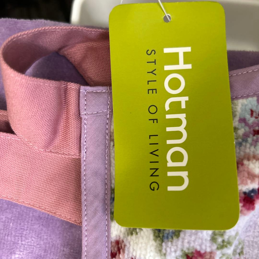 新品　Hotman 花柄刺繍エプロン 紫