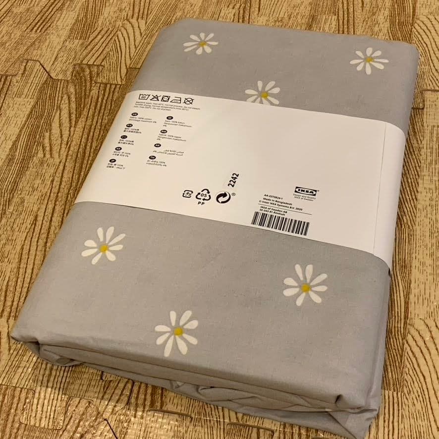 IKEA　花柄　グレー　掛け布団＆枕カバー　クッションカバー　２点　ギフト