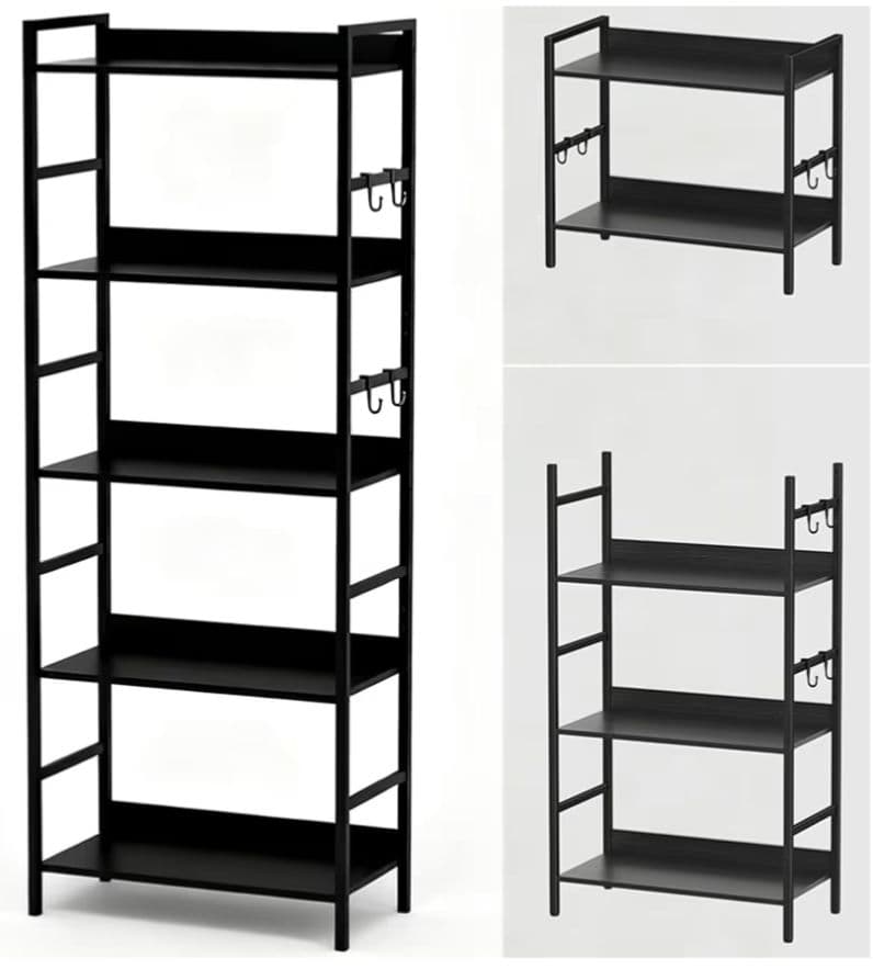 新品 キッチンラック 棚 5段 幅60×奥行30×高さ158cm ブラック