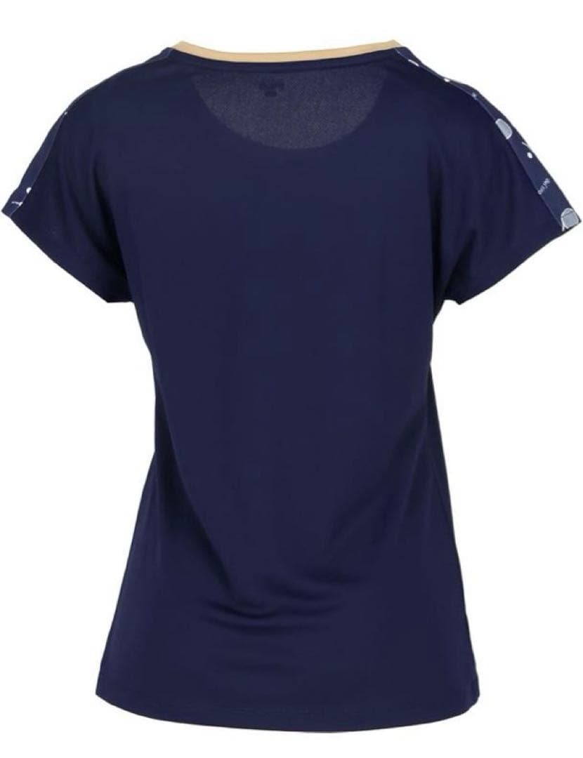 No.700 FILA ラケット柄の大人cuteなゲームシャツ☆NAVY☆XL