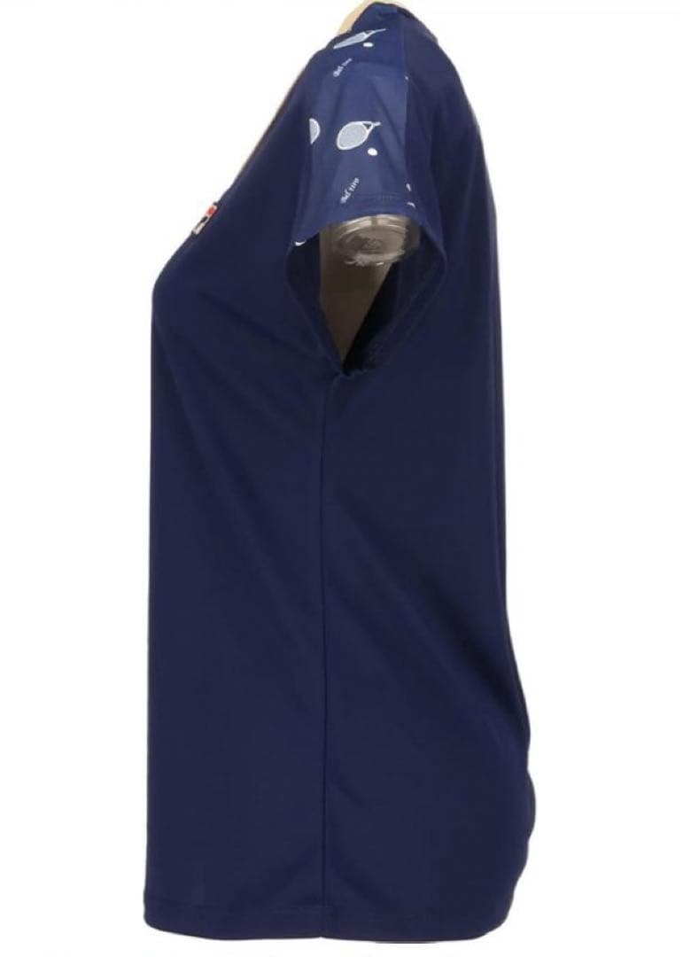 No.700 FILA ラケット柄の大人cuteなゲームシャツ☆NAVY☆XL