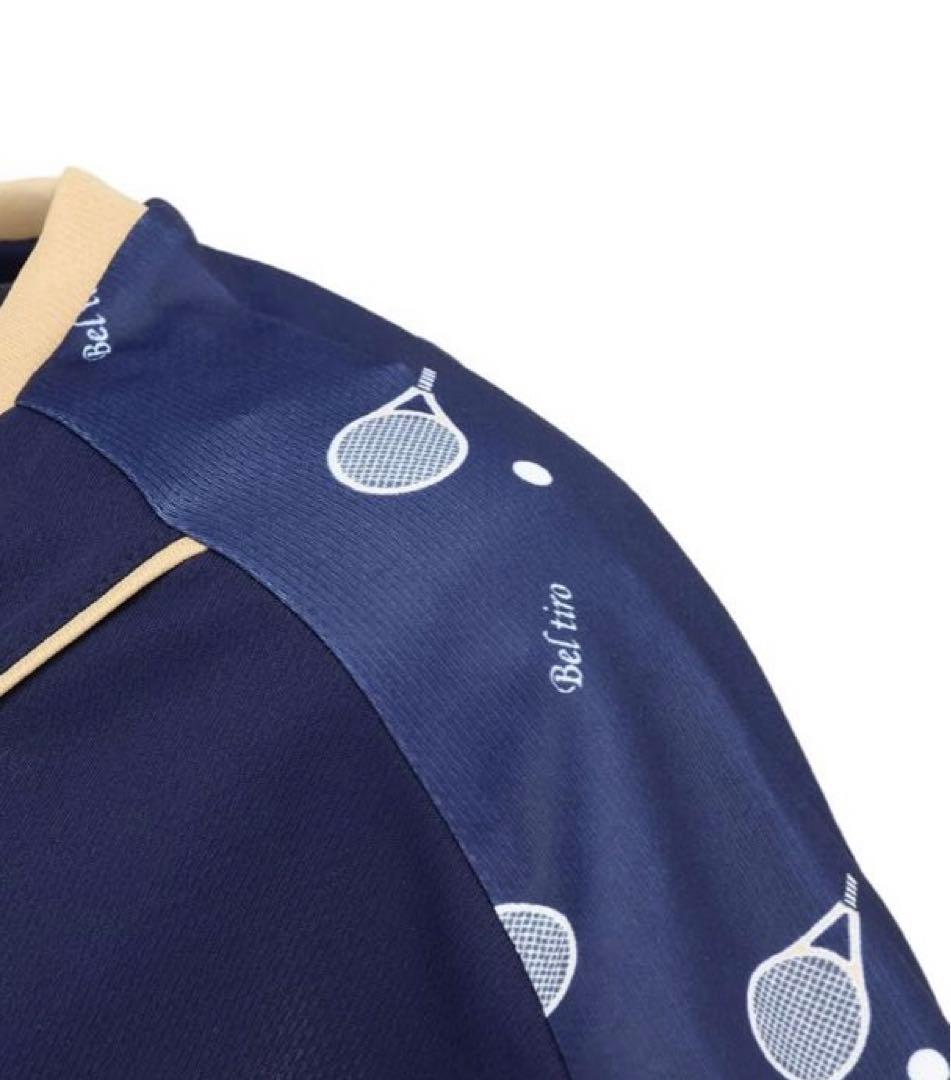 No.700 FILA ラケット柄の大人cuteなゲームシャツ☆NAVY☆XL