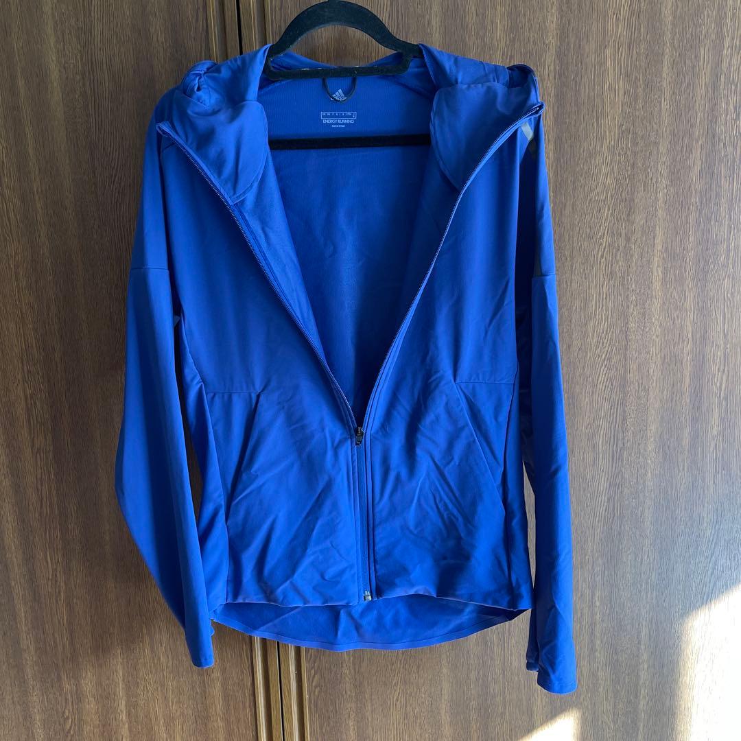 adidas フード付き ジャケット 青