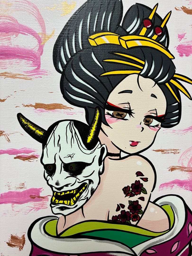 原画　アクリル画　絵画　アート　花魁　日本