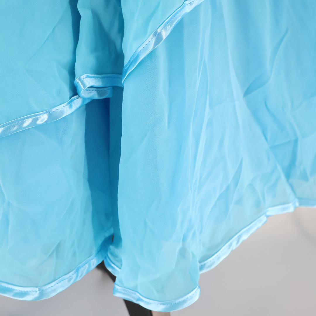【美品 日本製社交ダンス衣装】鮮やかな水色 Papillonパピヨン ワンピース
