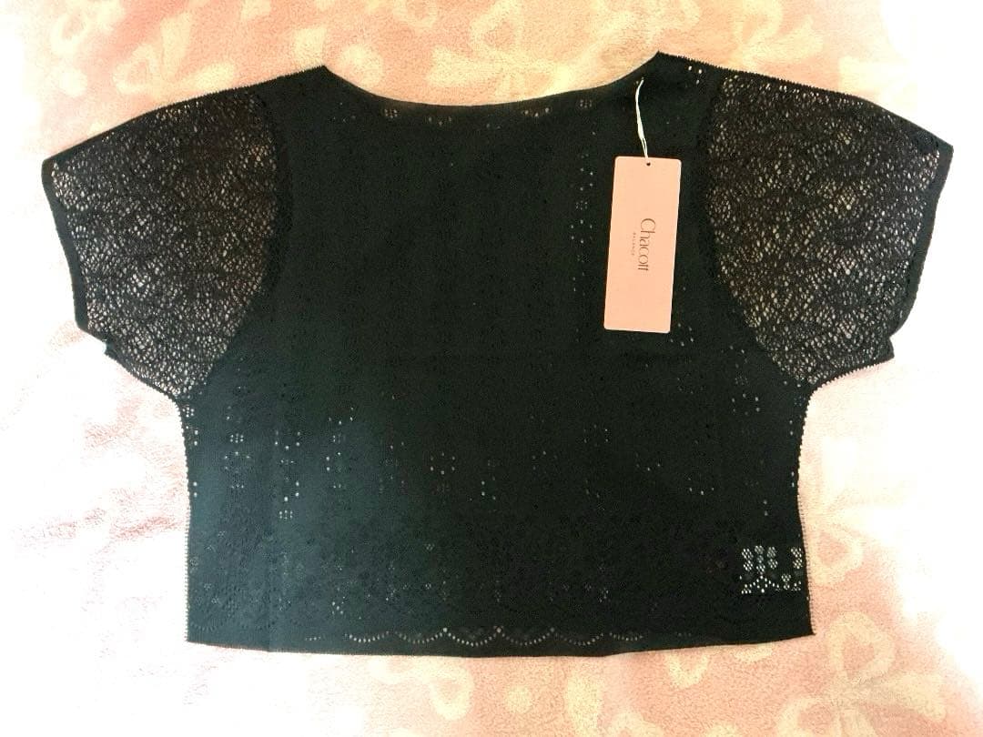 アイレット　レースニット　Tシャツ　ブラック　新品　タグ付　バレエ　ヨガ