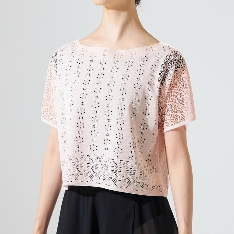 アイレット　レースニット　Tシャツ　ブラック　新品　タグ付　バレエ　ヨガ