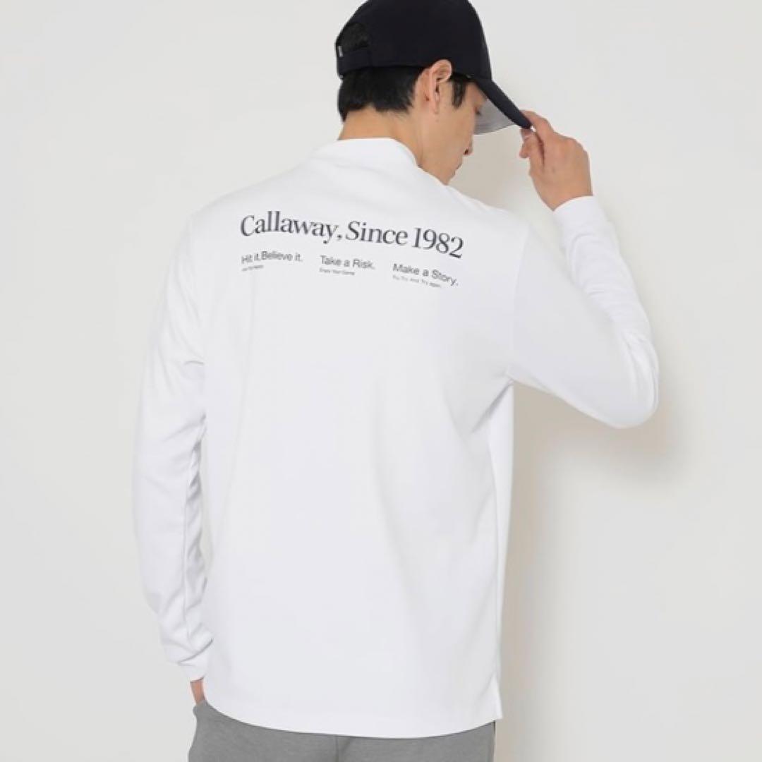 【新品LL】キャロウェイ 長袖 モックネック シャツ 白　UVカット　メンズ