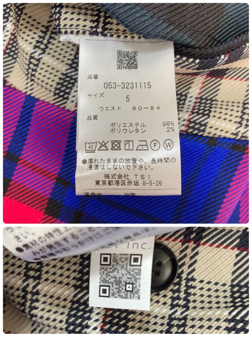 新品 パーリーゲイツ ポリエステルストレッチチェックパンツ(5)サイズL/マルチ