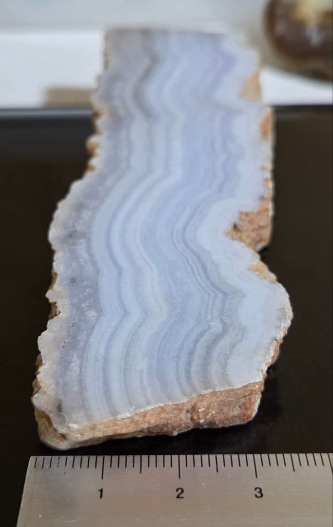 瑪瑙　空色縞瑪瑙　ブルーレースアゲート　119g　W137×D40×t11mm